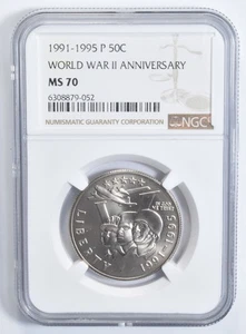 MS70 1991-1995-P World War 2 WWII Commemorative Half Dollar NGC *6635 - Picture 1 of 5