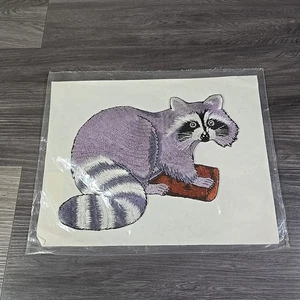 True to Life Large Racoon Embroidered Iron-On Emblem Patch - Picture 1 of 5