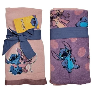 Stitch and Angel Handtücher 2er Pack rosa lila Badezimmer Lilo und Stitch NEU - Bild 1 von 4