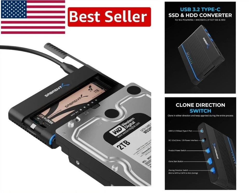 Advanced USB 3.2 Type-C M.2 and SATA SSD/HDD Converter with User-Friendly Setup - Image 1 of 1