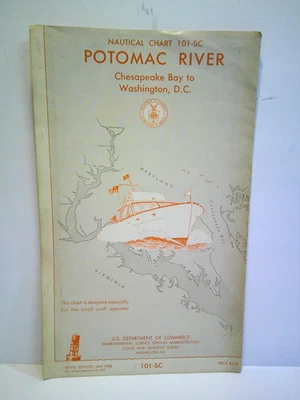 Carta náutica 101-SC Potomac River 1968, bahía de Chesapeake a Washington DC Foto 1 de 4