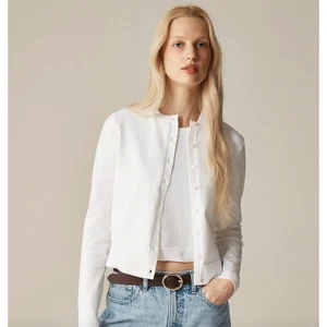 NEW J.Crew New Jackie Cardigan Premium Ultra Fine Cotton Stretch Slim White XS - Picture 1 of 12
