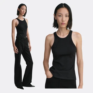 TOTEME Curved Rib Tank Black Women’s Size S Organic Cotton Jersey Portugal - Picture 1 of 5