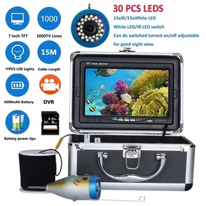 Cámara de pesca submarina 15M/30M 7" 8 GB buscador de peces 1000TVL IR video DVR nueva - Imagen 1 de 13