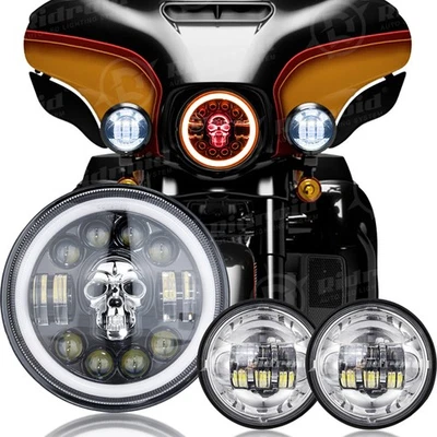 Faro LED 7" para Harley Davidson Electra Glide FLHTC RGB +4,5" luz de paso Foto 1 de 4