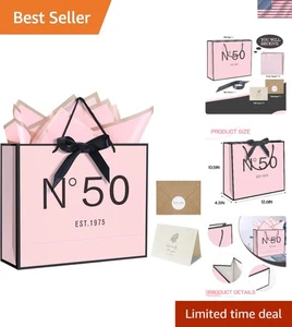 Geschenktüte 50. Geburtstag mit Karte Umschlag Aufkleber Schleife Band und Seidenpapier... - Bild 1 von 8