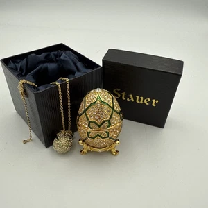 Vintage STAUER Valentina Egg Trinket Box w/ Matching Necklace 30406 NIB - Picture 1 of 2