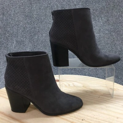 American Eagle Boots Womens 7.5 Ankle Bootie Gray Fabric Almond Toe Block Heels - Image 1 of 4