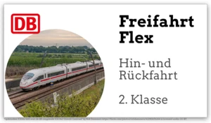DB BAHN FREIFAHRT Flex - 2.Klasse Hin und Rückfahrt - Bild 1 von 1