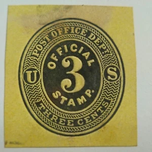 US Cut Square Sc UO2 3c black on lemon, Used CV$6.50 (504C89) - Picture 1 of 1