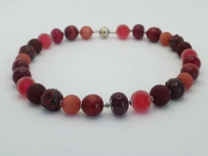 Halskette Achat Leder Polaris Glas Beerentöne Designerkette UNIKAT - Bild 1 von 10