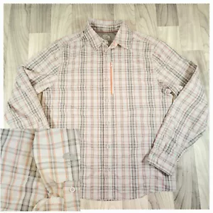 Mountain Hardwear Shirt Mens Size M Gray Orange Plaid Long Sleeve Button-down - Picture 1 of 12