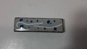 MCM Money Tie Clip Enamel Copper Gray Blue White c1960s .50 x 1.75 Abstract - Picture 1 of 4