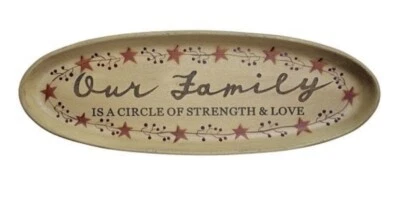 The Hearthside Collection ''Our Family'' Oval Decorative Primitive Wooden Tray - Image 1 of 4