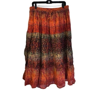 Jane Ashley Women's 100% Cotton Boho Full Midi Skirt Plus Size 2X Orange India - Picture 1 of 6