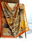 35&quot;x35&quot;Orange Moscow Print Pure Mulberry Twill Silk 14momme Scarf 88x88cm