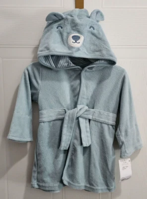 NWT Carter's Baby Blue Bear Bath Robe Size 0-9 Months Cotton Polyester Blend - Image 1 of 4