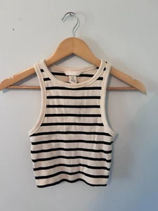 H&M Women's Striped Ribbed Racerback Tank Top Size XS - Picture 1 of 3