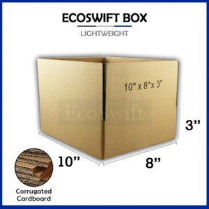 1-Box 10x8x3 EcoSwift Cardboard Packing Moving Shipping Box Corrugated Carton - Picture 1 of 5