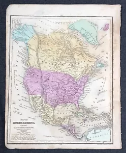 1844 D.F. Robinson Antique Map Olney School Atlas North America USA British - Picture 1 of 5