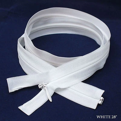 12 Quality Invisible Zipper, 1 Way Separating End, 28" White #501, Rare Item - Image 1 of 4