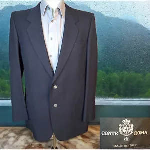 Conte Di Roma Blazer Jacket Mens 42L Navy Silver Button Made in Italy - Picture 1 of 11