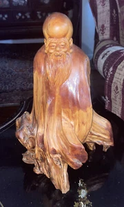 BUDDHA-WOODEN CARVED BUDDHA-LARGE ROOT ?CARVED BUDDHA - Picture 1 of 11