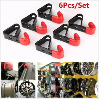 6Pcs 35KG "J" Tire Wheel RIM Hub Hook Wheel Stand Rack Wall Mounted Hanging Hook — 第 1/4 张图片