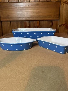 Temptations by Tara Backformen blau mit Polkadots Set - 3 13 1/2x8x3" 8 3/4X5 1/2 - Bild 1 von 11