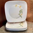 Corelle Square 10.5" Dinner Plates Buttercup Pattern Flowers I Lot of 8