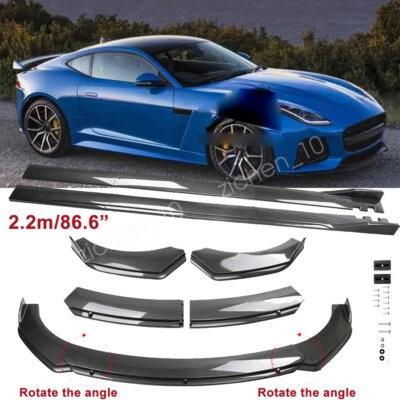 For Jaguar XF XE XJ XKR XJR Carbon Style Front Bumper Lip Splitter Side Skirt Foto 1 de 4