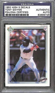 Tony Gwynn Signed 1992 High 5 Decals Sticker Baseball Card PSA/DNA COA Autograph - Picture 1 of 12