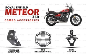 Negro "Vambrace Bash Plate Combo Of 3" Apto para Royal Enfield Meteor 350 - Imagen 1 de 17