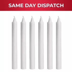 25 - White Tapered Dinner Candles Non Drip Unscented Pure Paraffin Wax 190 mm - Picture 1 of 6