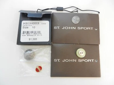 St John Replacement Buttons Lot x4 Caviar Silver Mesh Red Enamel Clear Lime - Image 1 of 4