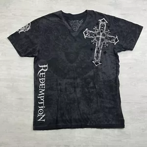 Vintage Y2K Raw State Redemption Shirt Size XXL Black All Over Print Grunge Emo - Picture 1 of 7