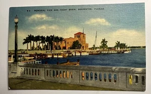 c1945 Memorial Pier Yacht Basin Bradenton FL Panoramablick Postkarte - Bild 1 von 2