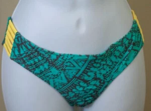 Mudd Ladies Aqua/Gray Print Yellow Side Loops Swimwear Bikini Bottoms Pick One - Picture 1 of 5