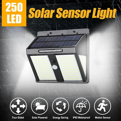 250 LED Solar Motion Sensor Lights Outdoor Garden Security Wall Lamp Floodlight - Image 1 of 4