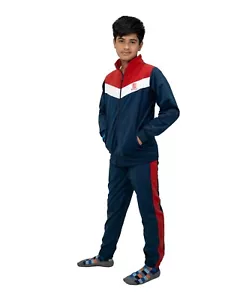 New Kid's boys V Contrast Colour Block Tracksuit Pocket Tops Jogging Bottom Set - Picture 1 of 23