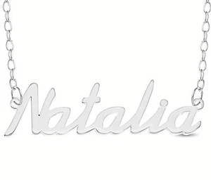 Natalia Name Plate Necklace Pendent Sterling Silver female Personalized Custom - Picture 1 of 4
