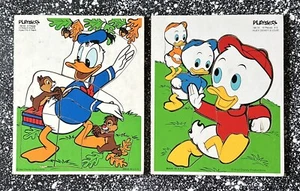 Vintage Playskool Walt Disney Puzzles Donald Duck Huey Dewey & Louie Wooden USA - Picture 1 of 3