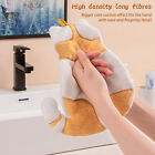 Fe# Cute Cat Hand Towel Coral Velvet Cleansing Square Towels Dish Cloth (Yellow)