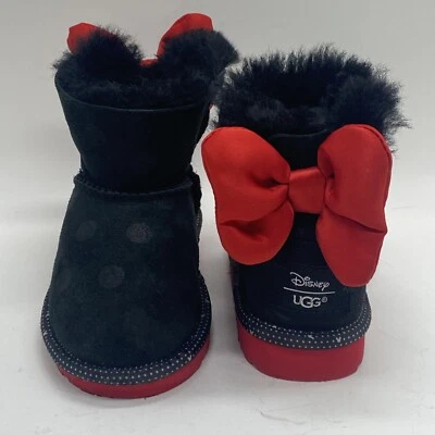 Botas “Edición Limitada” Disney UGG Punto Negro Minnie Sweetie Arco Rojo Niños Talla 6 Foto 1 de 4