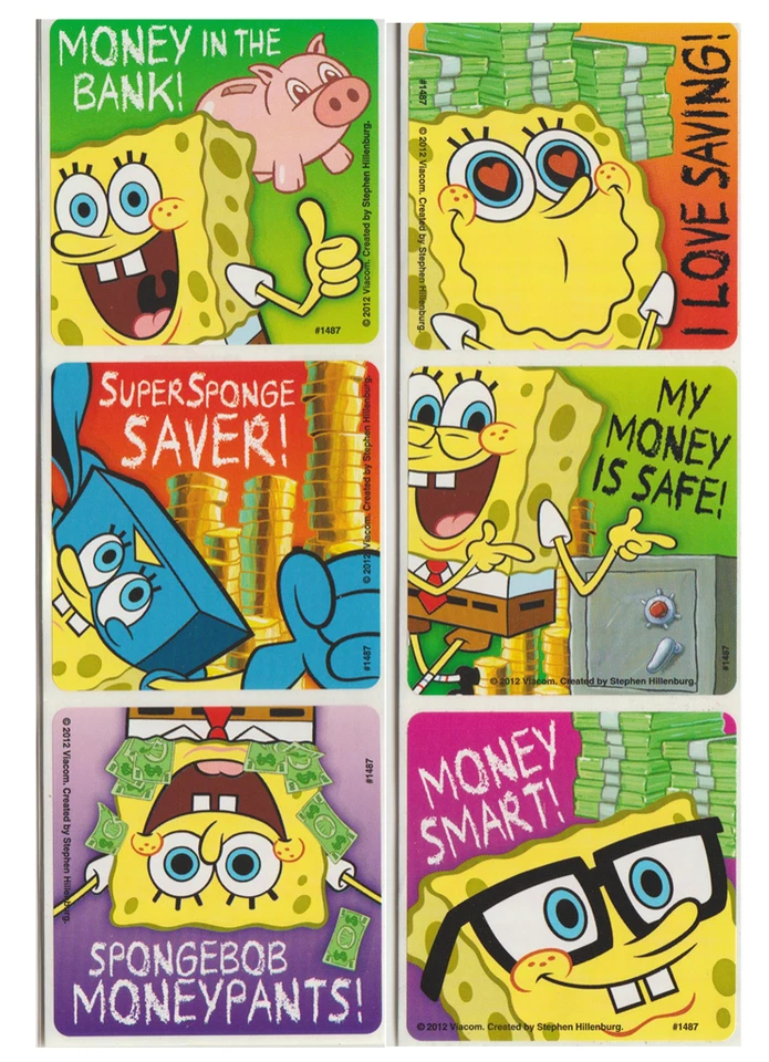 SANDYLION 25 SpongeBob Moneypants Stickers, 2.5" x 2.5" each, Party Favors