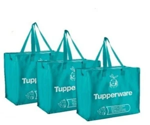 3 x Tupperware Mehrweg Einkaufstaschen Tragetasche XL Tragetaschen 17x 16x8 Reißverschluss Neu - Bild 1 von 4