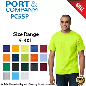 Port & Company Mens Short Sleeve Core Blend Pocket Crew Neck Tee PC55P - Picture 1 of 17