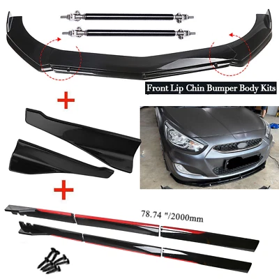 For Hyundai Accent Front Rear Bumper Lip Spoiler Splitter Body Kit Side Skirt - Image 1 of 4