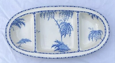 Pottery Barn SOPHIA Blue/White CHINOISERIE WILLOW Divided Dish Charcuterie - Image 1 of 4
