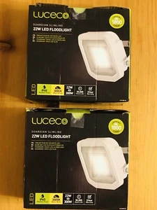2x Luceco Guardian Slimline LED Floodlight IP65 1800 Lumens White - New - Picture 1 of 5